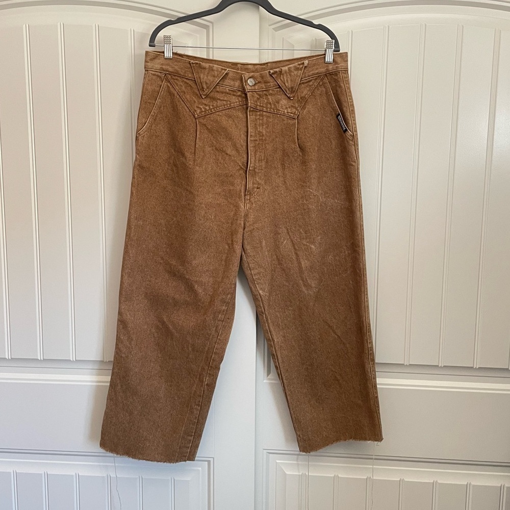 Vintage rough riders tan high rise wide leg jean size 12/14